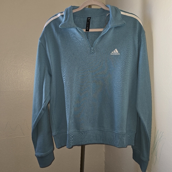 Adidas Blue Zip Up Sweater with Athletic Style - Picture 1 of 4